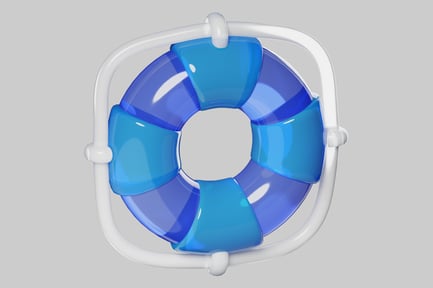 Preview: Inflatable blue life preserver with frame