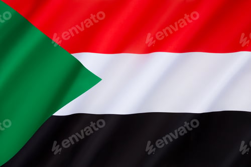 Graphic Waving Flag with Red, White, Green, and Black