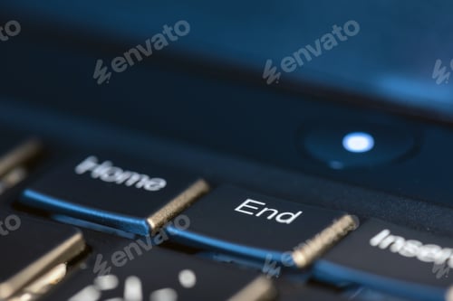 Preview: Macro shot of black keyboard focus on end key