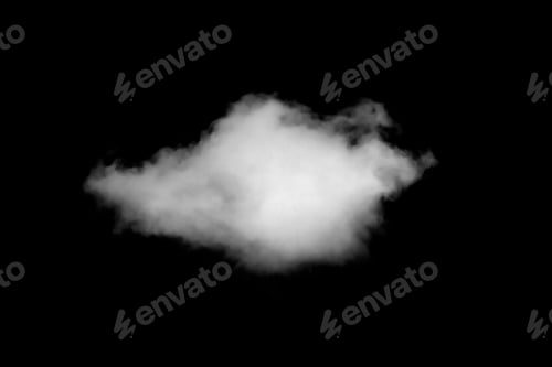 Preview: White Cloud Isolated on Black Background. Good for Atmosphere Creation