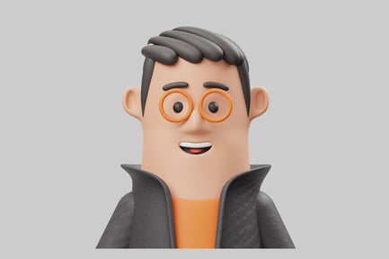 Preview: Cartoon man with round glasses