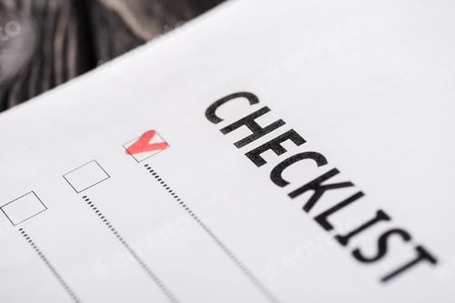 Preview: close up of checklist with red tick
