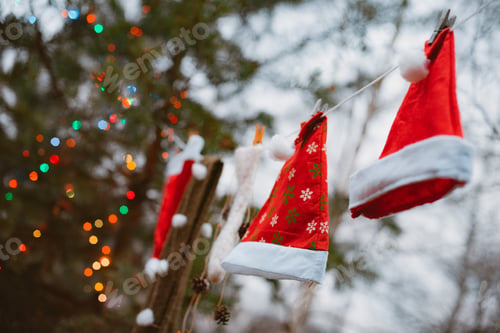 Preview: Christmas, decorate, santa Claus, new year, holiday, santa's hat, preparing holiday, xmas, outdoors