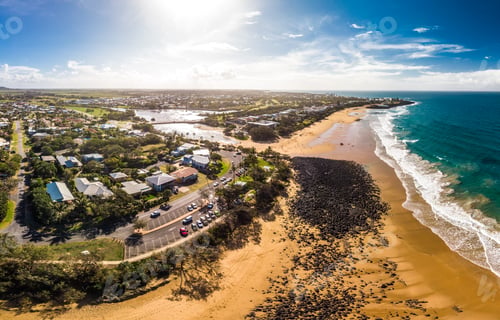 Preview: Aerial drone view of Bargara beach and surroundings, Queensland, Australia