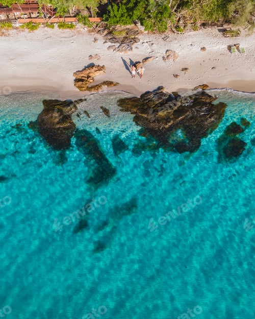 Preview: Koh Samet Island Thailand, aerial drone view from above at the Samed Island in Thailand