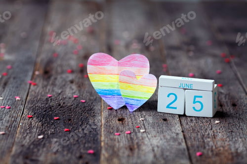 Preview: Rainbow Flag Day. Calendar with date 25 June