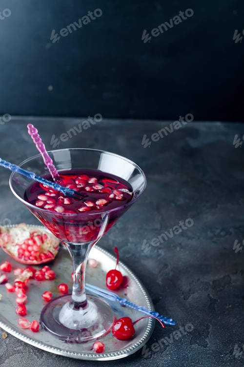 Preview: pomegranate cocktail and ripe red fruit