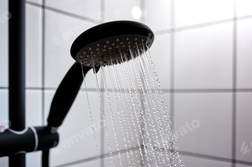 Preview: Water from the shower in the modern bathroom
