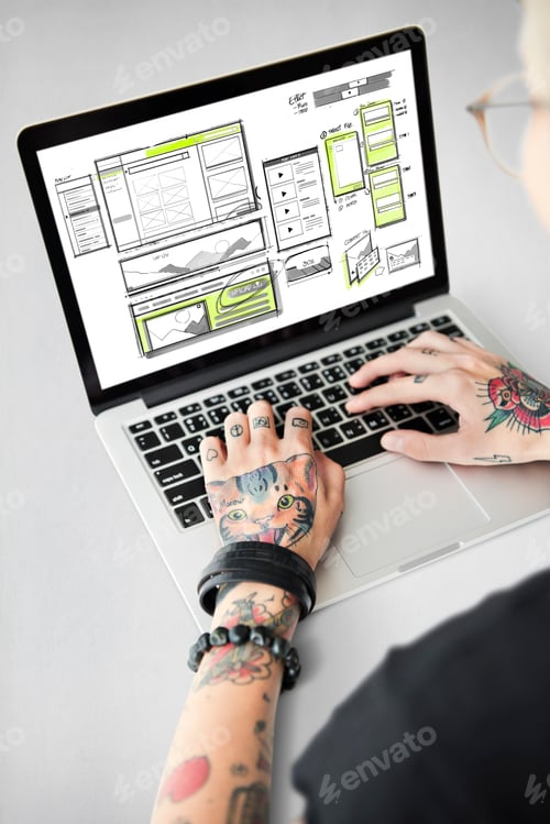 Preview: Website development layout sketch drawing