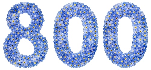 Preview: Arabic numeral 800, eight hundred, from blue forget-me-not flowers