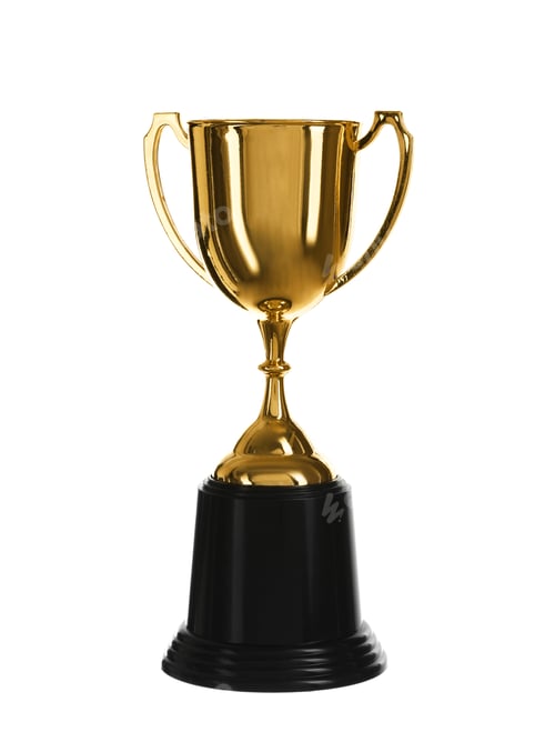Preview: Shiny gold cup on white background. Winner's trophy