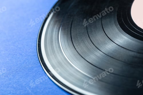 Preview: Retro vinyl record on blue background