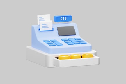 Preview: Cash register machine with coins
