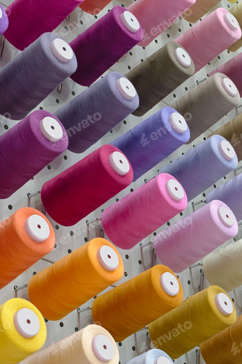 Preview: Many spools of thread of different colors