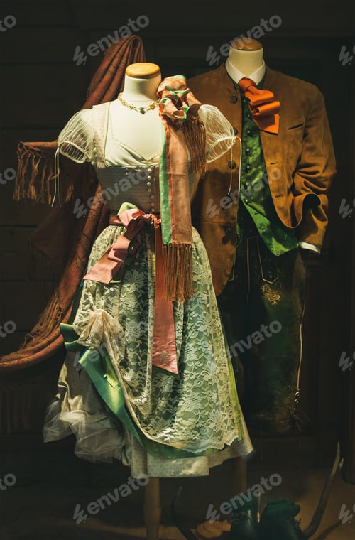 Preview: Austrian national folk costumes or garment for men and women