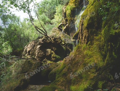 Preview: Waterfall at the source of the river cuervo, emblematic place and natural landscape in Cuenca.
