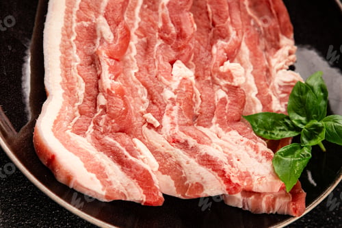 Preview: Bacon slice lard with meat slices pieces pork tenderloin portion size natural product tasty food