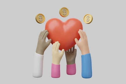 Preview: Charity support hands heart coins
