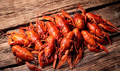 Preview: Fragrant boiled crayfish on the table.
