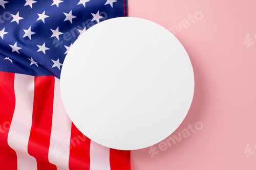 Preview: Paying tribute to female workers on Labor Day. Top view image of an American flag accompanied
