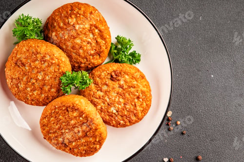 Preview: Cutlets soy meat vegetarian and vegan food no meat product preparation tasty snack fresh