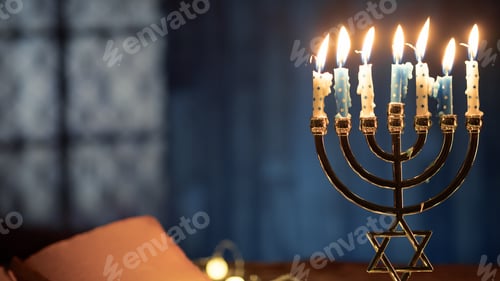 Preview: Candlestick for Hanukkah Holiday and copy space