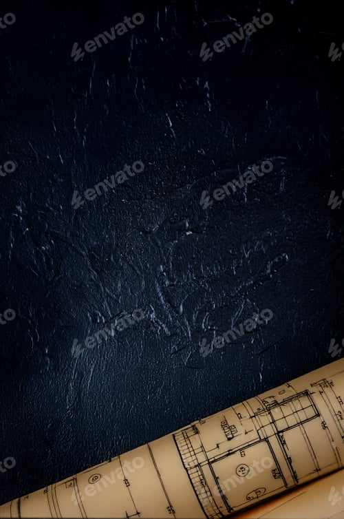 Preview: Architectural blueprint on dark background