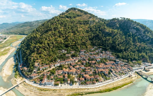 Preview: Aerial image of the historic city of Berat in Albania, the city of a thousand windows