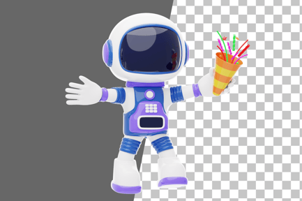 Preview: Astronaut Celebrate With Confetti 3D Illustration