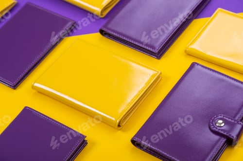 Preview: flat lay handmade leather purse on a matte table