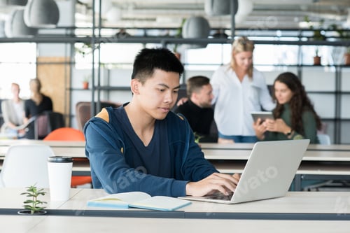 Preview: Asian Young Man Working with Laptop