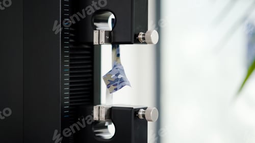 Preview: Breaking strength test of a blue military camouflage fabric