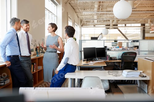 Preview: Female manager in discussion with colleagues at work