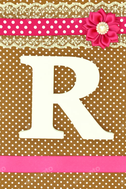Preview: Wooden letter Ron polka dots background