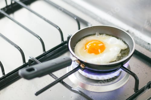 Preview: Fried eggs in the pan close up ,