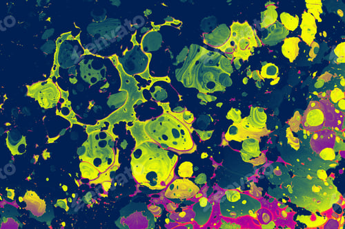 Preview: Closeup of blue, yellow, and purple abstract oil painting background for textures and wallpapers