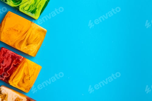 Preview: Soap for hand washing on a blue background.