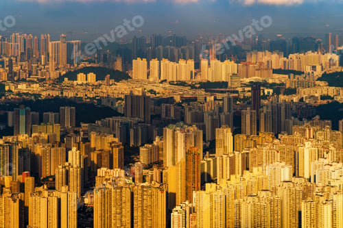 Preview: Hong Kong Downtown, China. Financial district in city in Asia. Skyscraper buildings