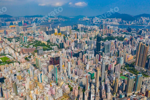 Preview: Hong Kong Downtown, China. Financial district in city in Asia. Skyscraper buildings