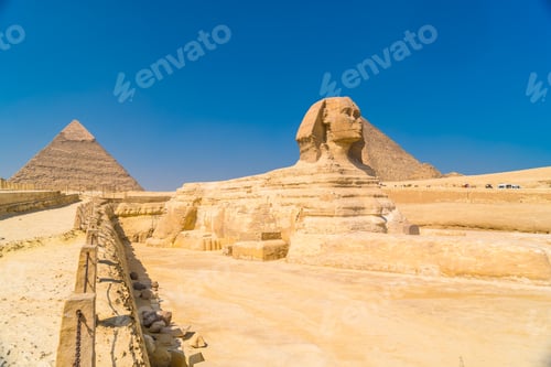 Preview: The Great Sphinx of Giza and in the background the Pyramids of Giza