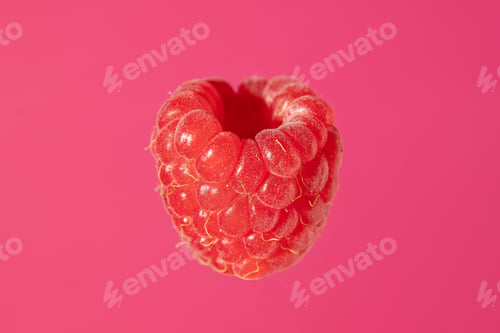 Preview: Raspberry. Berry isolated on pink background. Horizontally.