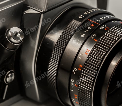 Preview: retro parts of the old camera, closeup