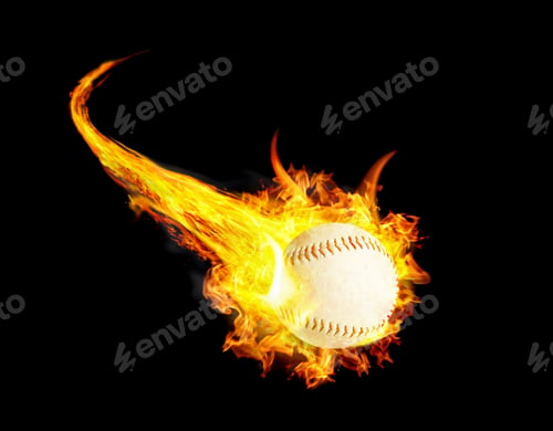 Preview: Baseball ball on fire with smoke and speed