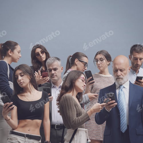 Preview: Group of people using smartphones