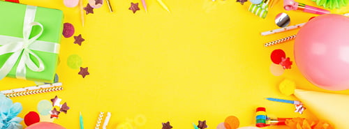 Preview: Horizontal long banner for web design with copy space for birthday party celebration. Billboard