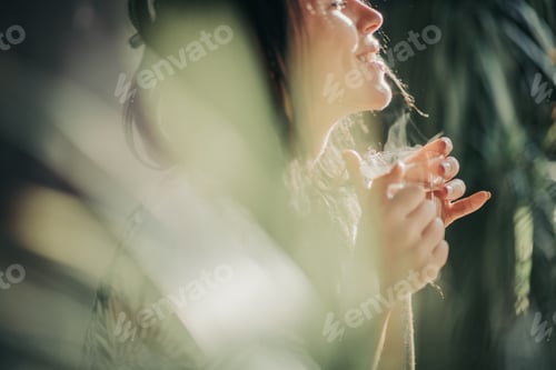 Preview: the girl enjoys tea and relaxation.