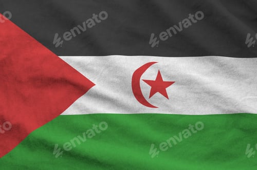 Preview: Western Sahara flag depicted on folded wavy fabric of old cloth