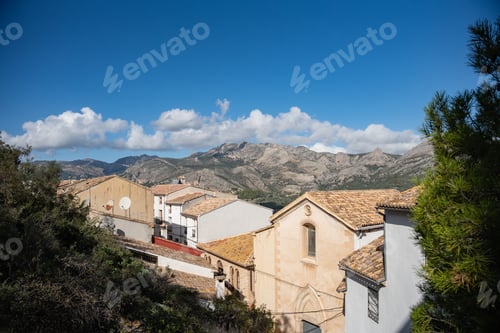 Preview: Village, embraced majestic mountains and buildings, Guadalest beautiful Spanish