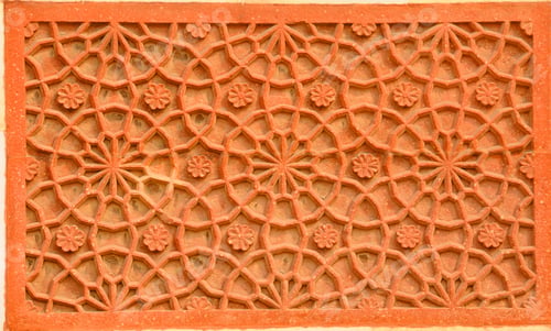 Preview: Geometrical pattern and decorative detail of Red Fort. Agra, UNESCO World heritage site.
