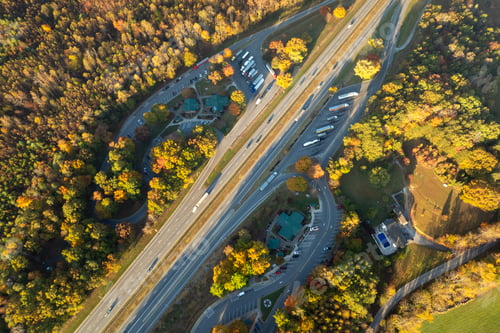 Preview: Large truck stop rest area on interstate freeway for trucks